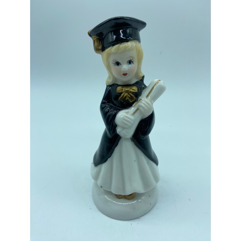 Vintage Graduation Girl Blonde Ornament Figurine Grad Gift Unique Keepsake